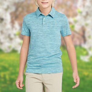 NWT Turquoise Green Striped Golf Polo Shirt - Boys Size XL (16) - All in Motion